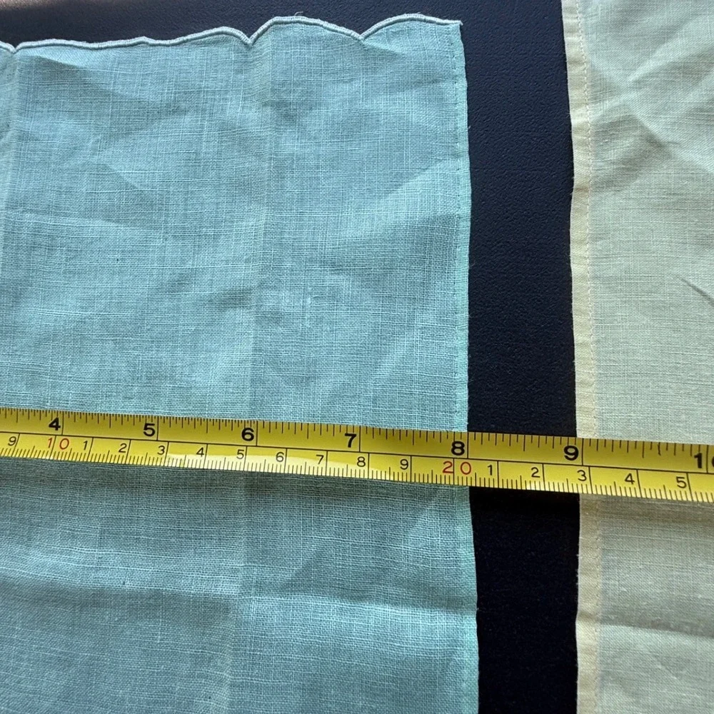 Vintage Pastel Linen Guest Towels Tea Napkins Scalloped Lace Set of 4